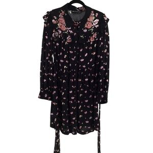 Jill Jill Stuart black floral ruffed boho dress